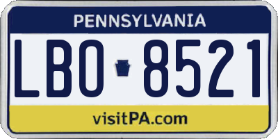 PA license plate LBO8521
