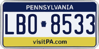 PA license plate LBO8533