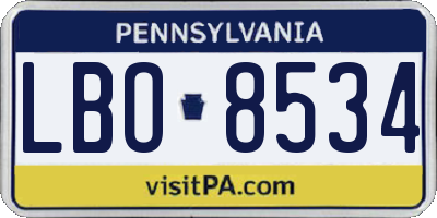 PA license plate LBO8534