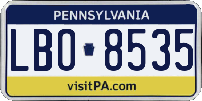 PA license plate LBO8535