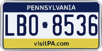PA license plate LBO8536