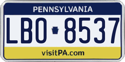 PA license plate LBO8537