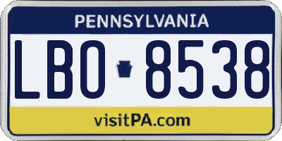 PA license plate LBO8538