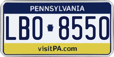 PA license plate LBO8550