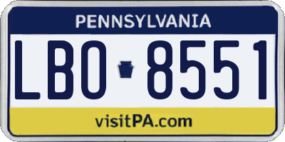 PA license plate LBO8551