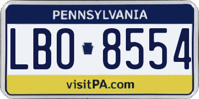 PA license plate LBO8554