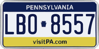 PA license plate LBO8557