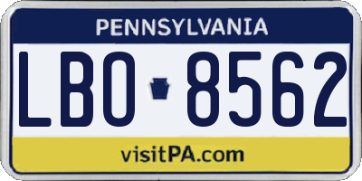 PA license plate LBO8562