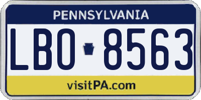PA license plate LBO8563