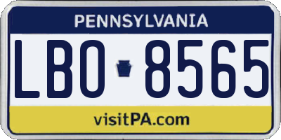 PA license plate LBO8565