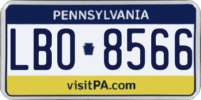 PA license plate LBO8566