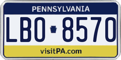 PA license plate LBO8570