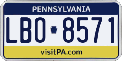 PA license plate LBO8571