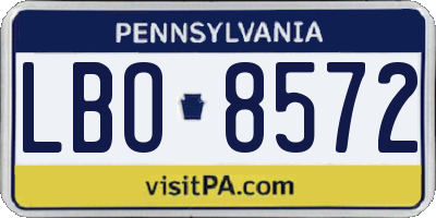PA license plate LBO8572