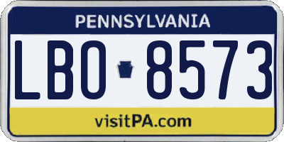 PA license plate LBO8573