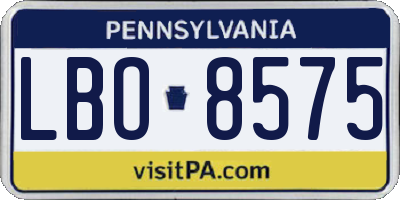 PA license plate LBO8575