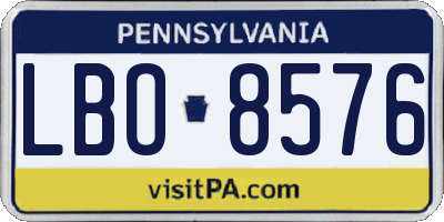 PA license plate LBO8576