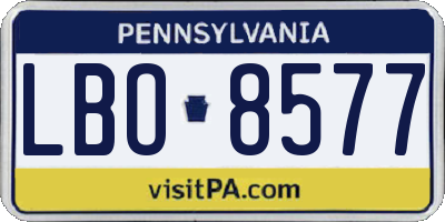 PA license plate LBO8577