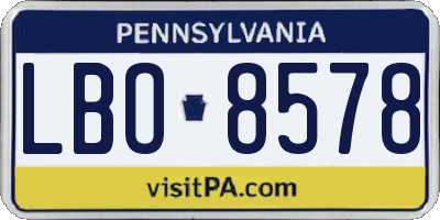 PA license plate LBO8578