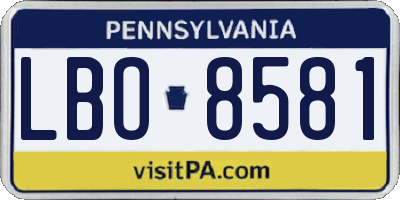 PA license plate LBO8581