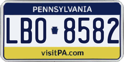 PA license plate LBO8582