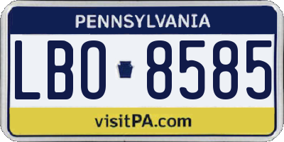 PA license plate LBO8585