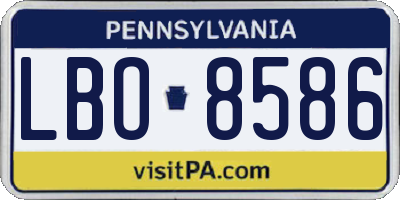 PA license plate LBO8586