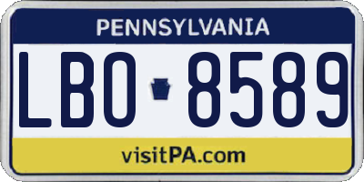 PA license plate LBO8589