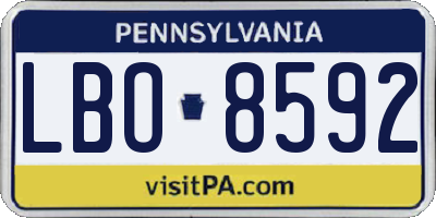 PA license plate LBO8592