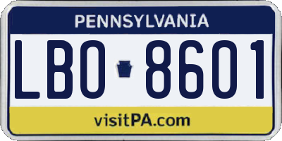 PA license plate LBO8601