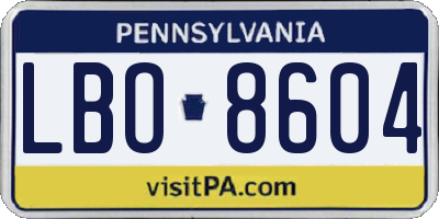 PA license plate LBO8604