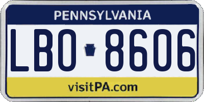PA license plate LBO8606
