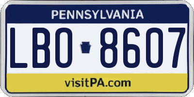 PA license plate LBO8607