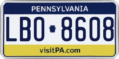 PA license plate LBO8608