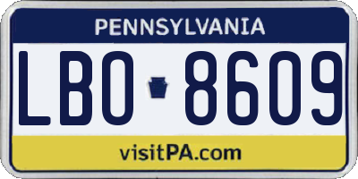 PA license plate LBO8609