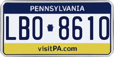 PA license plate LBO8610