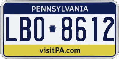 PA license plate LBO8612