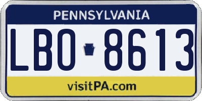 PA license plate LBO8613