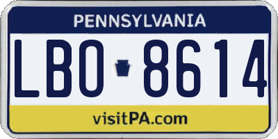 PA license plate LBO8614