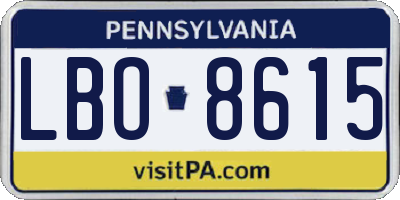 PA license plate LBO8615