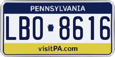 PA license plate LBO8616