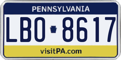 PA license plate LBO8617