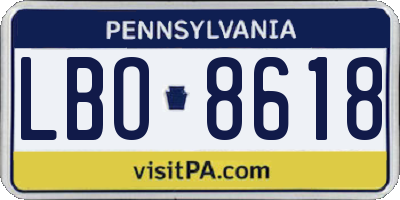 PA license plate LBO8618