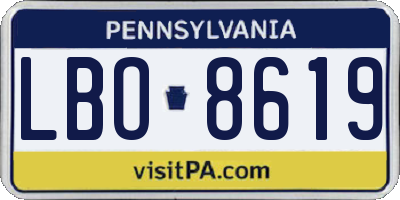 PA license plate LBO8619
