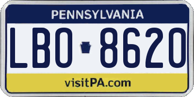 PA license plate LBO8620