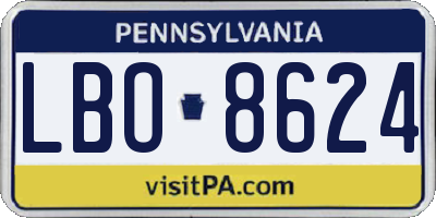 PA license plate LBO8624