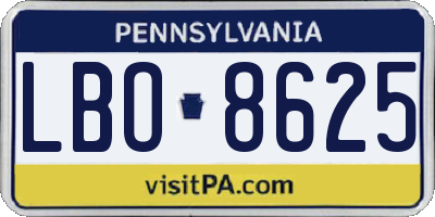 PA license plate LBO8625