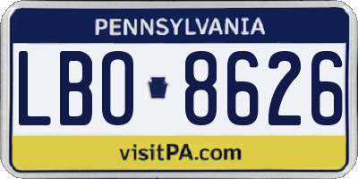 PA license plate LBO8626