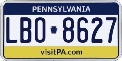 PA license plate LBO8627