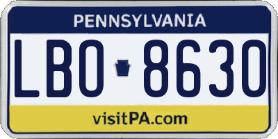 PA license plate LBO8630